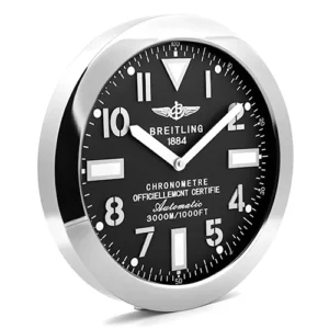 Breitling Wall Clock | Silver And Black Style
