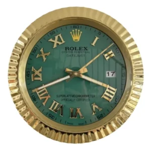 Date-Just Wall Clock | Roman Dial Gold And Green