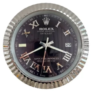 Date-Just Wall Clock | Roman Dial Silver And Black