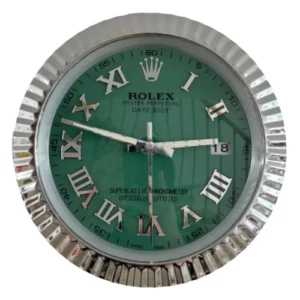 Date-Just Wall Clock | Roman Dial Silver And Green
