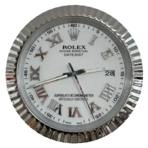 Date-Just Wall Clock | Roman Dial Silver And White