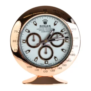 Daytona Desk Clock | Rose Gold And White
