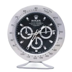 Daytona Desk Clock | Silver And Black