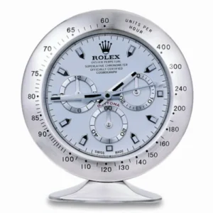 Daytona Desk Clock | Silver And White