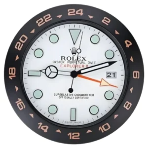 Explorer II Wall Clock | Orange Numer Bezel And White Dial